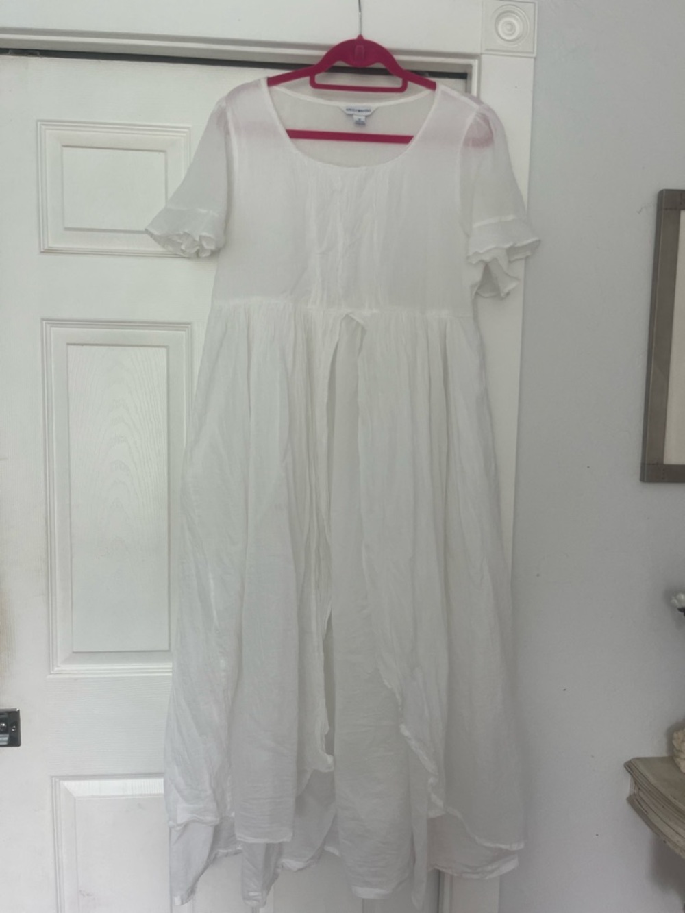 April Cornell White Cotton Tiered Chemise Dress